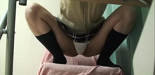  Japanese Schoolgirl Upskirt from Under Desk